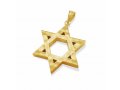 14K Gold Star of David Pendant, Double Sided - Smooth and Hammered Surfaces