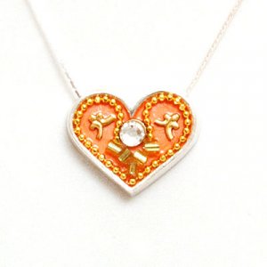 Ester Shahaf Peach Tone Silver Heart Necklace