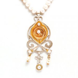 Copper Tones Pearl Necklace - Ester Shahaf