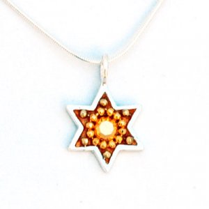 Shahaf Star of David Necklace in Rust and Gold Shades