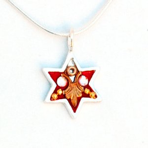 Red Star of David Necklace by Ester Shahaf