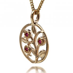 Gold Pomegranate Pendant for Fertility and Bounty by Ha'Ari