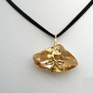 Gold Style Nugget Necklace on Black Cord - Edita