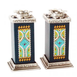 Ester Shahaf Black and Turquoise Candlesticks