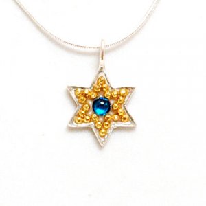 Majestic Blue-Gold Color Star of David Necklace - Shahaf