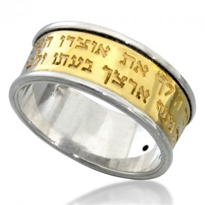 Gold and Silver Ring with Black Diamond and Prayer for Abundant Blessings - Ha'Ari