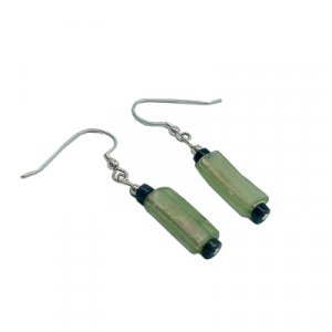 Drop Earrings of Sterling Silver, Roman Glass and Dumortierite Beads - Michal Kirat