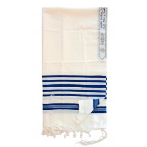 Wool Tallit Prayer Shawl with Blue & White Stripes by Talitnia