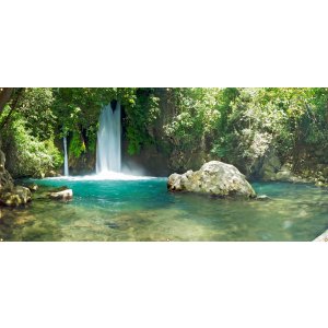 Panoramic Banyas Waterfall Sukkah Single-Wall Panel 16 ft Width