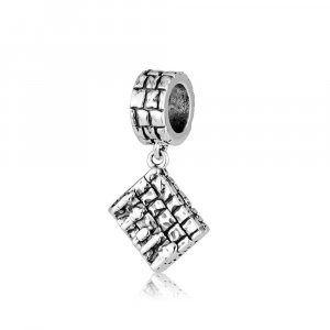 Bracelet Charm with Engraved Praying at Western Wall - Sterling Silver