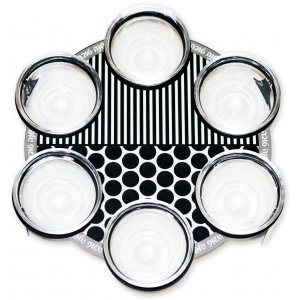 Rosh Hashanah Special Foods Dish, Black and White Geometric Design - Dorit Judaica