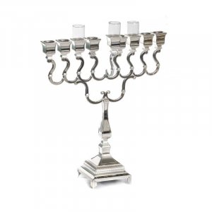 Silver Plated Hanukkah Menorah, Large Size and Classic Design