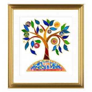 Colorful Tree of Life with Fruit Framed Print, Dvora Black