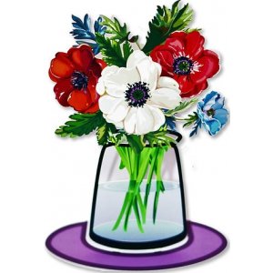 Large Colorful Bouquet of Anemones as a Free-Standing Sculpture - Dorit Judaica