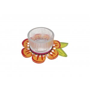 Red and Orange Single Small Lucite Shabbat Candlesticks - Dorit Judaica