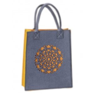 Gray and Mustard Mandala Design Dorit Judaica Woman's Tote Bag