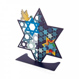 Colorful Table Sculpture, Star of David and Peace Dove - Dorit Judaica