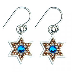 Blue Stone Star of David Earrings - Shahaf