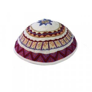 Kippah with Embroidered Geometric Designs, Multicolored  Yair Emanuel