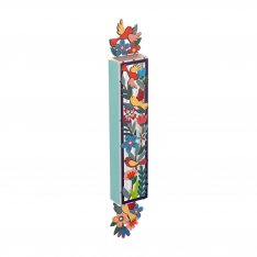 Acrylic Mezuzah Case, Colorful Birds and Flowers Design - Dorit Judaica