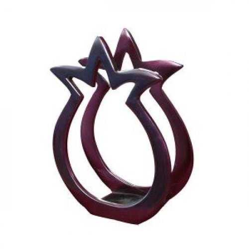 Aluminum Napkin Serviette Holder, Pomegranate Shape, Maroon - Yair Emanuel