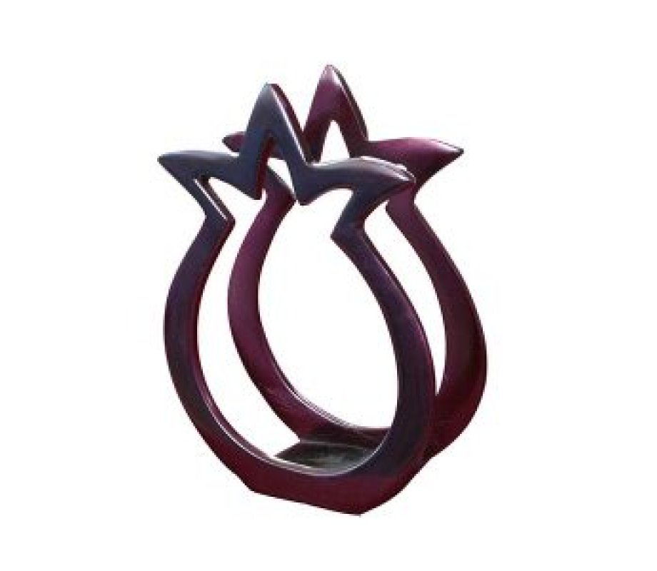 Aluminum Napkin Serviette Holder, Pomegranate Shape, Maroon - Yair Emanuel