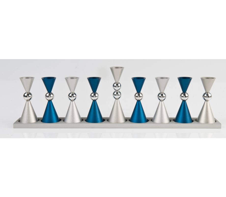 Anodized Aluminium Hourglass Hanukkah Menorah, Choice of Colors - Agayof