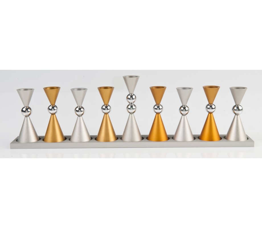 Anodized Aluminium Hourglass Hanukkah Menorah, Choice of Colors - Agayof