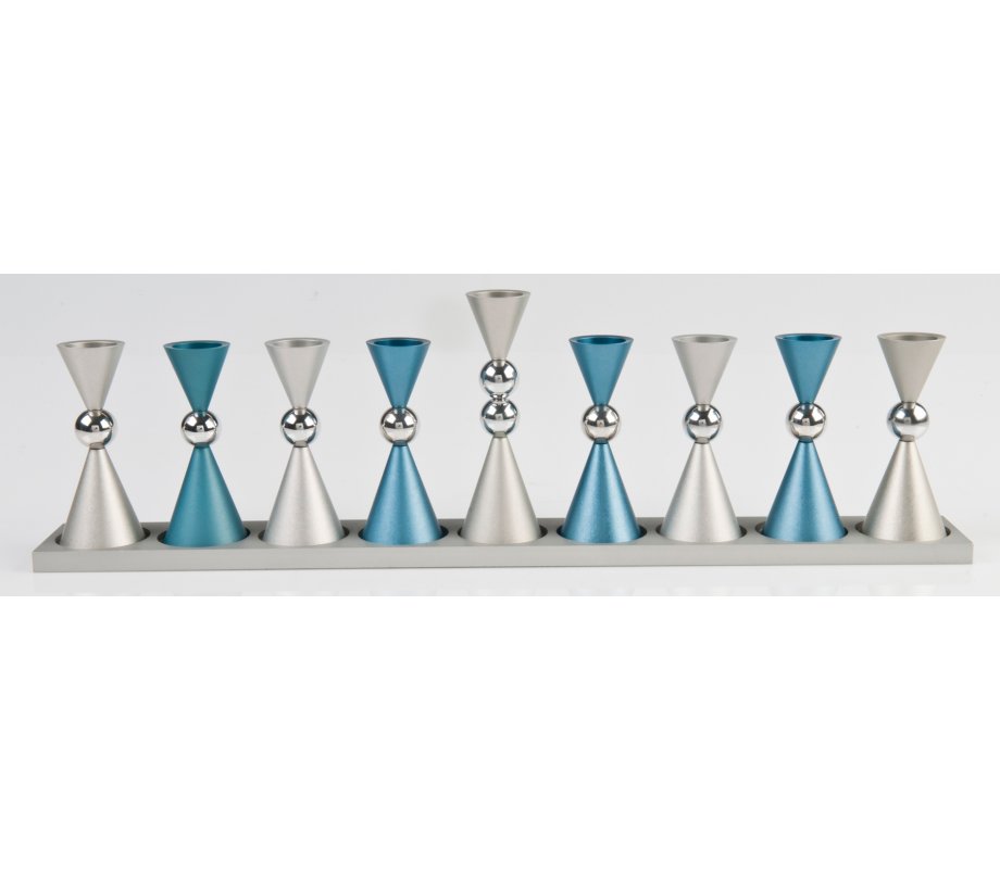 Anodized Aluminium Hourglass Hanukkah Menorah, Choice of Colors - Agayof