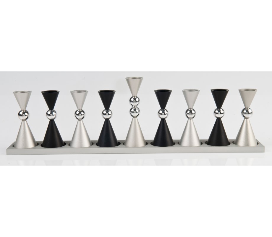 Anodized Aluminium Hourglass Hanukkah Menorah, Choice of Colors - Agayof