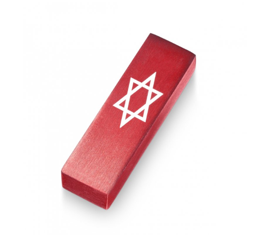 Anodized Aluminum Car Mezuzah Star of David, Red - Adi Sidler