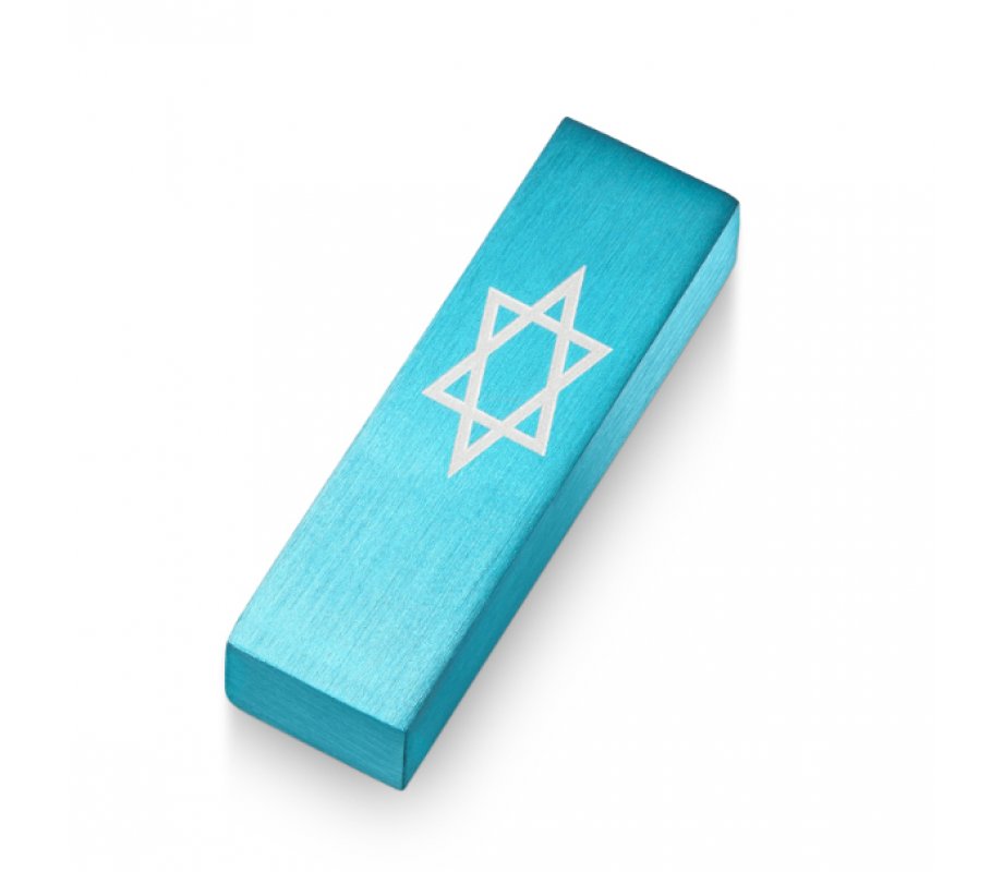 Anodized Aluminum Car Mezuzah Star of David, Turquoise - Adi Sidler