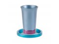Anodized Aluminum Kiddush Cup and Saucer - Yair Emanuel