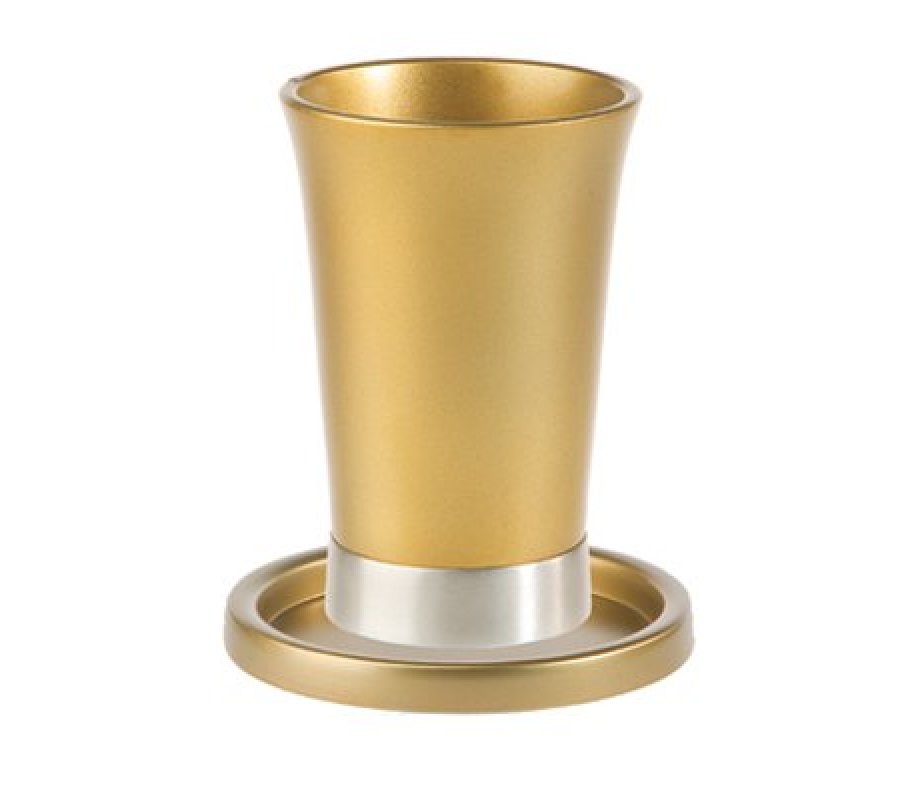 Anodized Aluminum Kiddush Cup and Saucer - Yair Emanuel