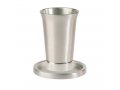 Anodized Aluminum Kiddush Cup and Saucer, Silver - Yair Emanuel