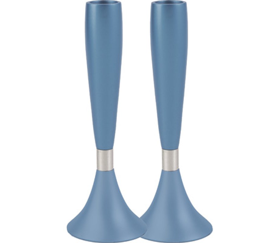 Anodized Aluminum Slender Shabbat Candlesticks by Yair Emanuel