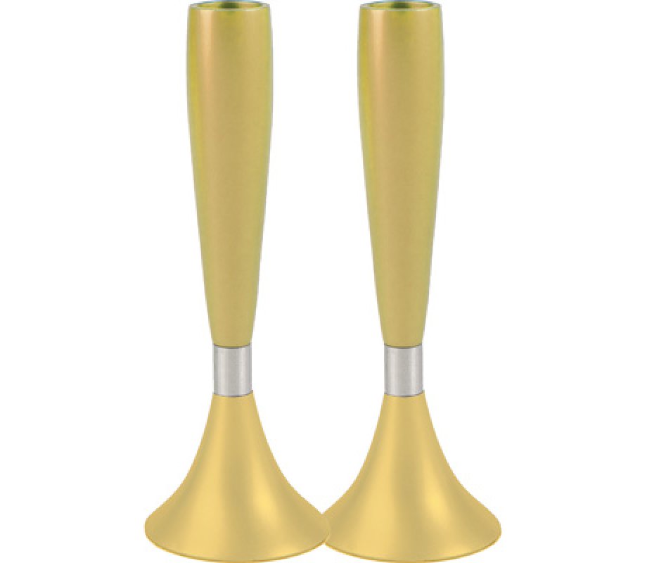 Anodized Aluminum Slender Shabbat Candlesticks by Yair Emanuel