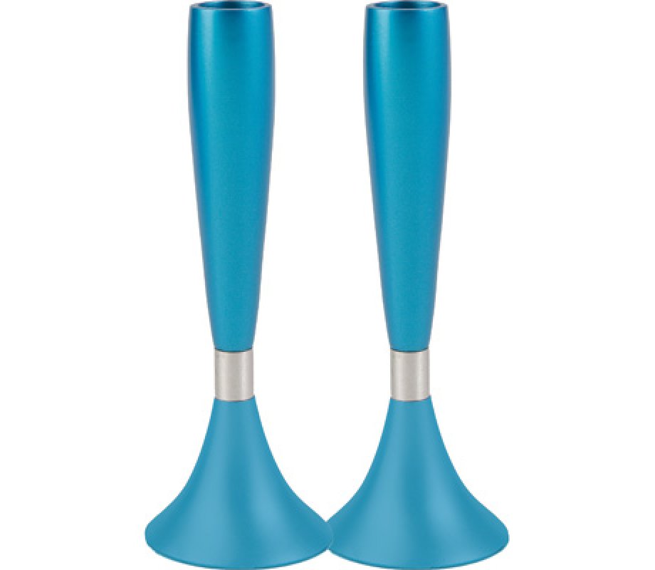 Anodized Aluminum Slender Shabbat Candlesticks by Yair Emanuel