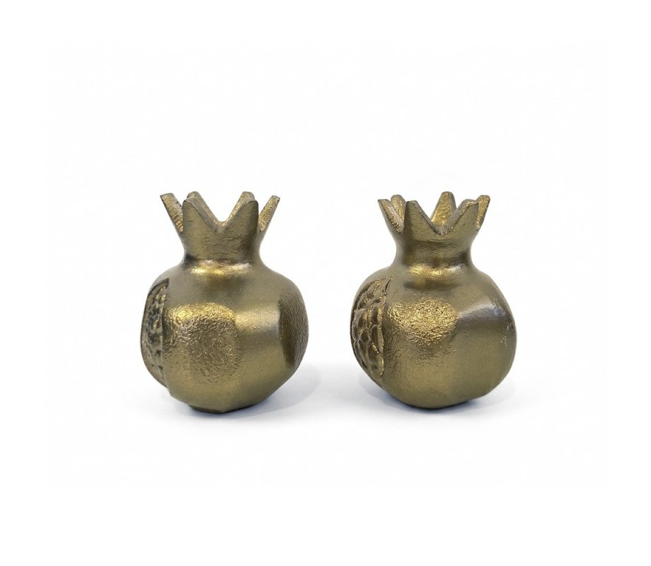 Antique Style Small Pomegranate Gold Color Candlesticks - Yair Emanuel