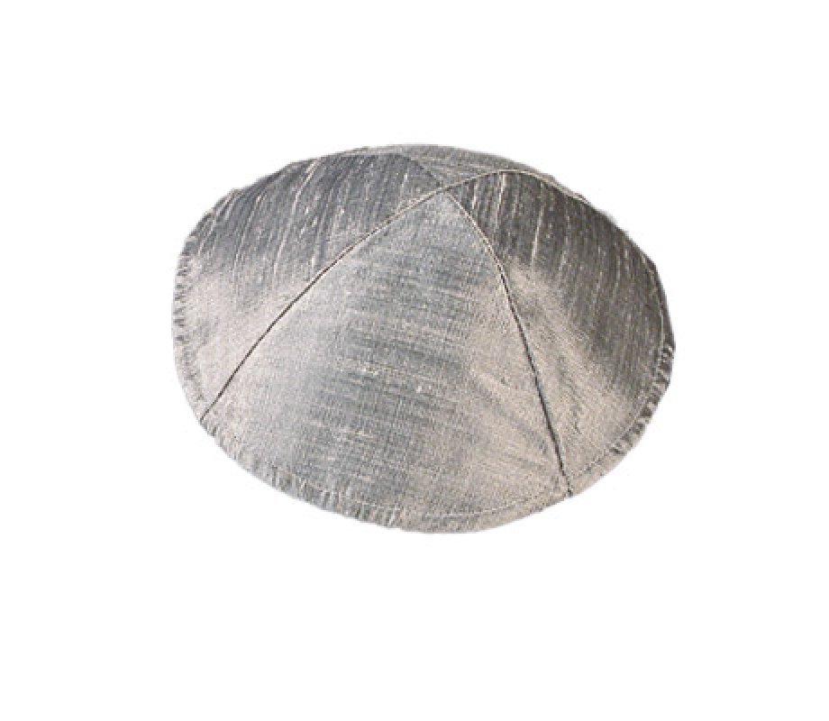 Basic Raw Silk Kippah, Silver Grey - Yair Emanuel