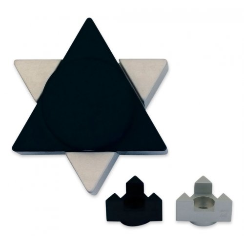 Black Anodized Aluminum Travel Shabbat Candlesticks, Star of David - Avner Agayof