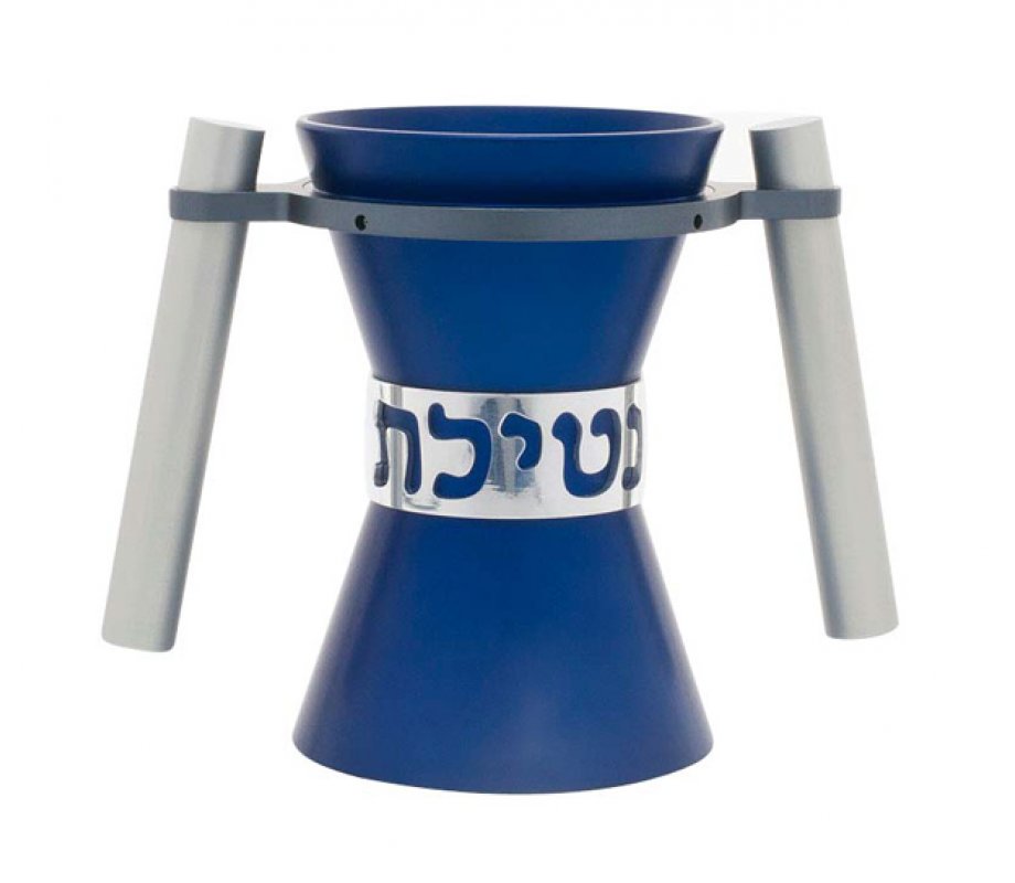 Blue Angular Anodized Aluminum Wash Cup, Natla - Avner Agayof