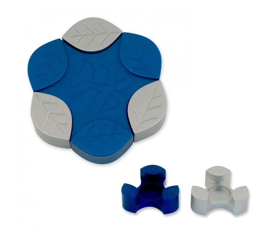 Blue Anodized Aluminum Travel Candle Holders, Leaf Collection - Avner Agayof