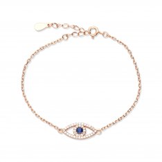 Blue Evil Eye of Protection on Sterling Silver Bracelet - Choice of Gold or Silver Finish