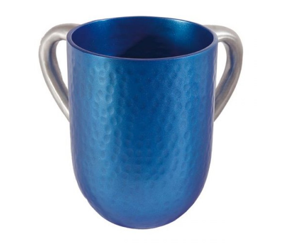 Blue Hammered Aluminum Netilat Yadayim Wash Cup - Yair Emanuel