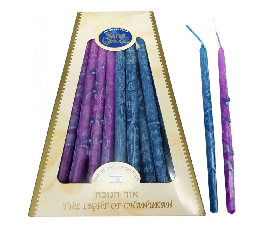 Blue and Purple Handmade Dripless Decorative Chanukah Candles