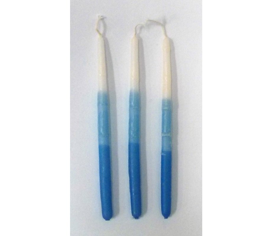 Blue and White Handmade Dripless Decorative Hanukkah Candles