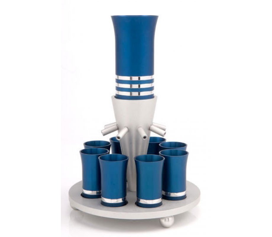 Blue-Silver Anodized Aluminum Kiddush Fountain - Agayof
