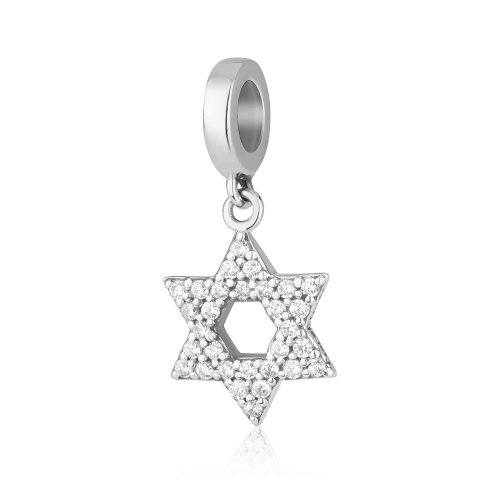 Bracelet Charm, Star of David filled with Crystal Stones - Sterling Silver