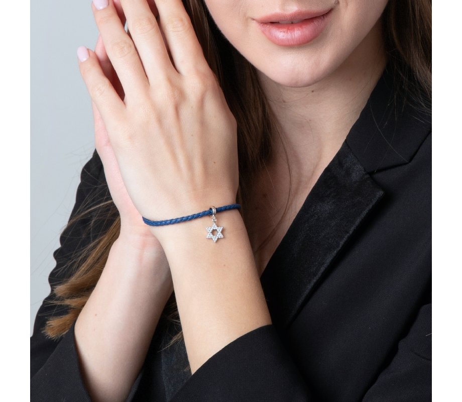 Bracelet Charm, Star of David filled with Crystal Stones - Sterling Silver